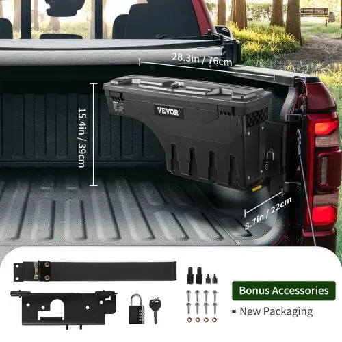 VEVOR Lkw-Ladefläche Aufbewahrungsbox, abschließbarer Deckel, wasserdichte ABS Radkasten Werkzeugkasten 25 L mit Passwort Vorhängeschloss, kompatibel mit Dodge Ram 1500 2019-2021, Beifahrerseite – Bild 6