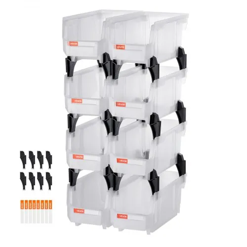 VEVOR Stapelboxen, 276x140x130 mm (8er-Pack), Lagerboxen zum Organisieren & Aufbewahren, Sichtlagerboxen, Sichtlagerkasten, für Schrank, Garage, Kleinteile, Bürobedarf, anderes Zubehör, transparent VEVOR Stapelboxen, 276x140x130 mm (8er-Pack), Lagerboxen zum Organisieren & Aufbewahren, Sichtlagerboxen, Sichtlagerkasten, für Schrank, Garage, Kleinteile, Bürobedarf, anderes Zubehör, transparent