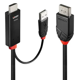 Lindy 41500 Videokabel-Adapter 3 m HDMI + USB Type-A DisplayPort Schwarz Lindy 41500 Videokabel-Adapter 3 m HDMI + USB Type-A DisplayPort Schwarz
