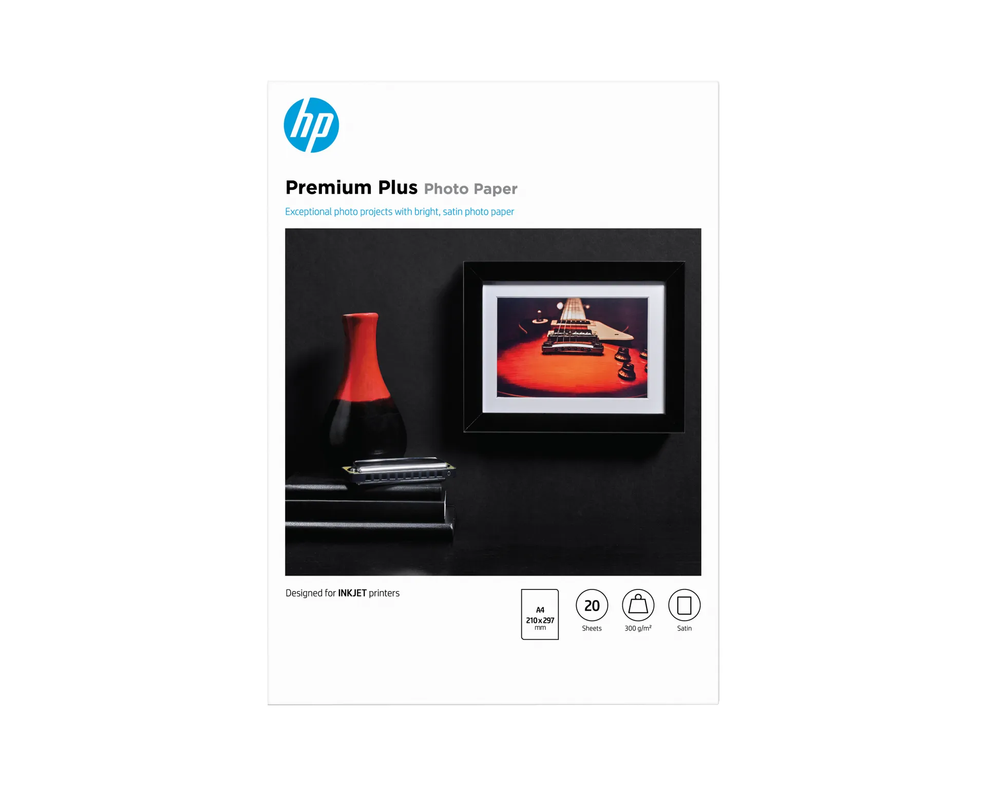 HP Premium Plus Fotopapier, Satin, 300 g/m2, A4 210 x 297 mm, 20 Blatt HP Premium Plus Fotopapier, Satin, 300 g/m2, A4 210 x 297 mm, 20 Blatt