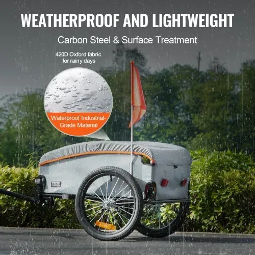 VEVOR Fahrradanhänger 45 kg, Lastenanhänger 1350 x 630 x 525 mm, Transportanhänger, faltbarer Fahrrad Lastenanhänger kompakter Stauraum mit Universalkupplung, zum Einkaufen, Campen & Picknicken – Bild 2