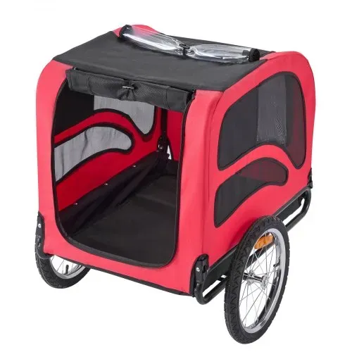 VEVOR Hundeanhänger, bis zu 45 kg , Haustierwagen-Fahrradträger für kleine & große Hunde, klappbarer Rahmen mit Rädern, universelle Fahrradkupplung, inkl. Flagge, interne Leine, 1350x720x840 mm – Bild 9