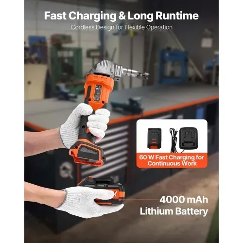 VEVOR Metallknabber Blechknabber kabellos mit Akku (4000 mAh), Blechschneider mit effizientem bürstenlosem Motor (2200 U/min) & Kunststoffkoffer, zum Schneiden von Stahlplatten & Aluminiumplatten – Bild 4