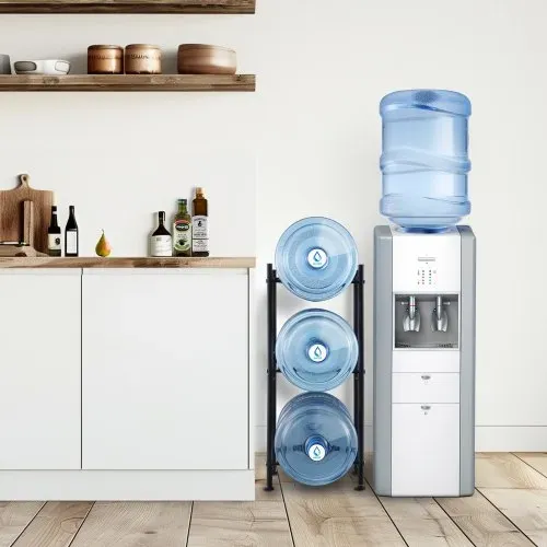 VEVOR Wasserkrughalter mit 3 Ebenen, 5-Gallonen-Wasserflaschenhalter, einreihiges Wasserflaschenregal für 3 Flaschen, robustes Wasserkrugregal für Küche, Büro, Wohnzimmer, schwarz – Bild 7