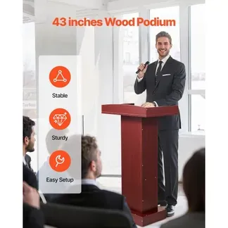 VEVOR Podiumständer Holzrednerpult (105 cm), Laptop-Schreibtisch mit breiter Lesefläche & Ablagefläche & Kantenstopper &elegantem Design, bodenstehend, für Klassenzimmer Konferenzen Kirchen VEVOR Podiumständer Holzrednerpult (105 cm), Laptop-Schreibtisch mit breiter Lesefläche & Ablagefläche & Kantenstopper &elegantem Design, bodenstehend, für Klassenzimmer Konferenzen Kirchen