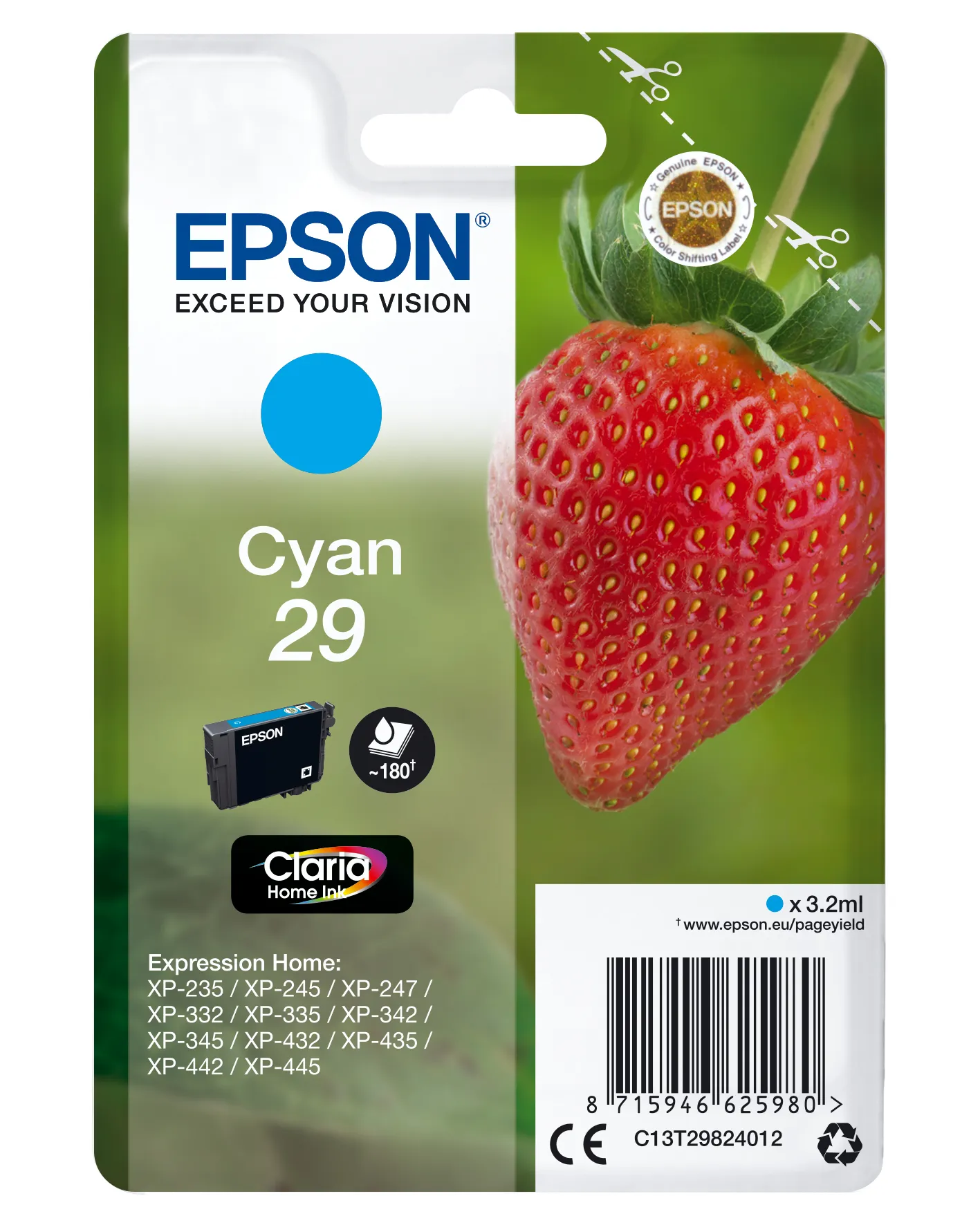 Epson Strawberry Singlepack Cyan 29 Claria Home Ink Epson Strawberry Singlepack Cyan 29 Claria Home Ink