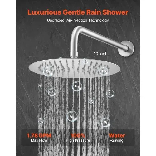 VEVOR Duscharmatur Regenduschsystem fürs Badezimmer Duschsystem mit 254 mm runden Regenduschkopf & Handbrause, wandmontierte Badezimmerarmaturen mit Messingventil & Zierset, gebürstetes Nickel VEVOR Duscharmatur Regenduschsystem fürs Badezimmer Duschsystem mit 254 mm runden Regenduschkopf & Handbrause, wandmontierte Badezimmerarmaturen mit Messingventil & Zierset, gebürstetes Nickel