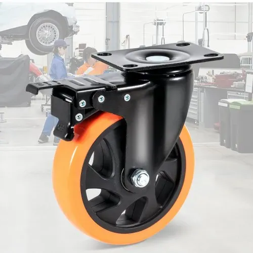 VEVOR Möbelrollen 4er-Set Lenkrollen PVC φ127mm Laufrollen 816kg Tragfähigkeit Transportrollen mit A/B-Bremsen Kastenrollen 360° Drehbar Schwerlastrollen für Häusern Büros Studios Fabriken – Bild 7
