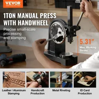 VEVOR Dornpresse, 1 t Handhebelpresse, Manuelle Dornpresse Präzisions Handpresse, 135 mm Maximale Höhe, Manuelle Desktop-Stanzpresse aus Gusseisen, zum Stanzen, Biegen, Strecken, Formen VEVOR Dornpresse, 1 t Handhebelpresse, Manuelle Dornpresse Präzisions Handpresse, 135 mm Maximale Höhe, Manuelle Desktop-Stanzpresse aus Gusseisen, zum Stanzen, Biegen, Strecken, Formen