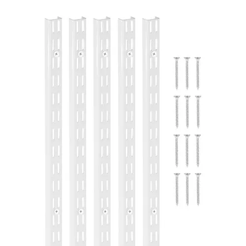 VEVOR Regalpilaster, 1536 mm, 5er-Pack, aufrechtes Wandregalsystem, Hochleistungs-Stützsystem mit zwei Schlitzen, 25 Schrauben, geeignet für die Organisation von Schränken und Schränken, Silber VEVOR Regalpilaster, 1536 mm, 5er-Pack, aufrechtes Wandregalsystem, Hochleistungs-Stützsystem mit zwei Schlitzen, 25 Schrauben, geeignet für die Organisation von Schränken und Schränken, Silber