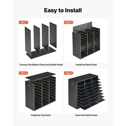VEVOR Dokumentenablage Holz Schreibtisch Organizer mit 27 Fächern Schwarz, Ablagefach für Standard-A4-Dokumente Akten & Papiere, mit Verstellbaren Einlegböden für Büro, Zuhause & Klassenzimmer, MDF – Bild 5