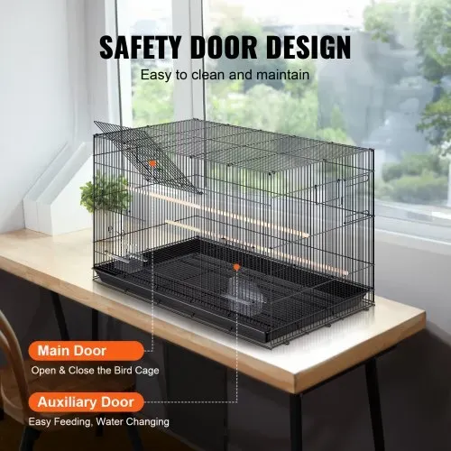 VEVOR Vogelvoliere 76x46x45cm Vogelkäfig aus Q195-Kohlenstoffstahl Vogelhaus für 2-3 mittelgroße bis große Vögel Voliere mit Sicherheitstür Vogelheim Vogelbauer – Bild 3