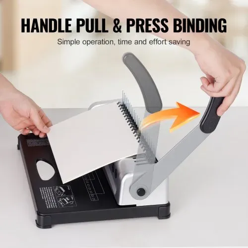 VEVOR Bindemaschine, Kammbindemaschine 21-Loch-Bindung 450 Blatt, Buchbindemaschine mit 100 Stück 3/8 Zoll Kammbinderücken, für Briefgröße, A4, A5 – Bild 3