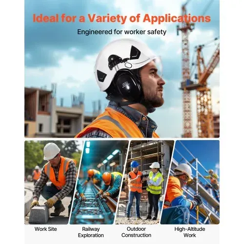 VEVOR Schutzhelm ANSI/ISEA Z89.1-zugelassener ABS-Sicherheitshelm mit Visier & Ohrenschützern, verstellbarer Industriehelm belüfteter Bauhelm Arbeitshelm für Industriebau Arbeitskleidung Weiß – Bild 5