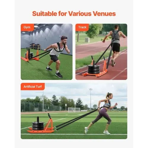 VEVOR Gewichtsschlitten Kraftschlitten Krafttrainingsschlitten zur Verbesserung der Geschwindigkeit bei sportlichen Übungen, Fitnessgerät mit Griff, kompatibel mit 25/51 mm Gewichtsscheiben Orange – Bild 5
