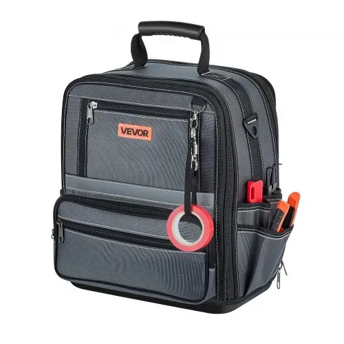 VEVOR Werkzeugtasche 33,5x23x39cm, Aufbewahrungstasche mit 24 Innen- & 10 Außenfächern, Wasserfester Werkzeug-Organizer aus Polyester mit Schultergurt & Reißverschluss, Werkzeugbeutel für Handwerker – Bild 9