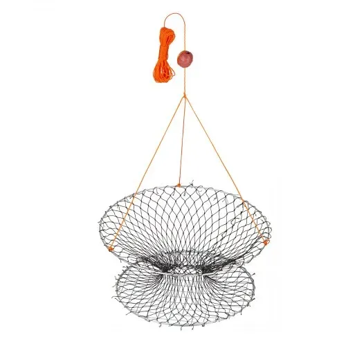 VEVOR Krabbenfallen mit Doppelringen 60 cm (oben) 50 cm (unten), Krabbenreusen 2 Stk. Faltbar mit Skala, 18,28 m Seil und Drahtgitterboden, Krabbensenke für Blaukrabben Wollhandkrabben – Bild 8