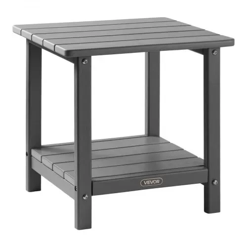 VEVOR Beistelltisch Kunststoff, 45x38x44 cm, Gartentisch aus HDPE, Balkontisch mit 2 Ablagen, Nachttisch, Couchtisch, Dekotisch, geeignet für Terrasse, Pool, Strand, Veranda, Garten, Grau – Bild 8