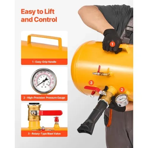 VEVOR Luftreifen Perlensitzer Luftreifenperlen Sitzer 37,9 L Reifenwulst Blaster Werkzeug, 0,6–0,8 MPa Betriebsdruck, Luftauslöser-Sitzpumpe für Pickup Truck ATV Jeep Traktor Lkw UTV Gelb – Bild 3