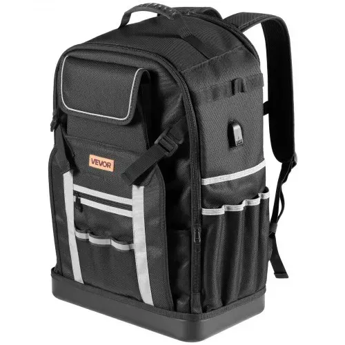 VEVOR Werkzeugrucksack, 56 Taschen, Werkzeug-Aufbewahrungstaschen mit geformtem Boden, Werkzeugtasche, Baustellenrucksack für Baustellen, Elektriker, Industrie, Reparaturen & Heizungstechniker – Bild 10