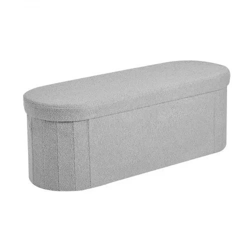 VEVOR faltbare Ottomane mit Stauraum (oval) Fußbank, klappbarer gepolsterter Sitzhocker bis 299,37 kg belastbar, 11 x 38 x 38 cm, Ottomanentruhe für Wohnzimmer Schlafzimmer, Eingangsbereich, Grau – Bild 9