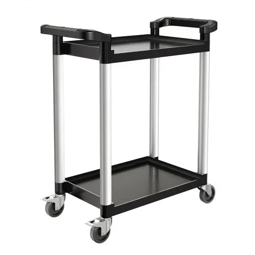 VEVOR Mehrzweckwagen, 136 kg Tragkraft, 2-stufiger Universalwagen aus Kunststoff mit 360° Schwenkrädern (2 mit Bremsen), 800x410x945 mm großer Servierwagen für Lager, Büro, Zuhause, Restaurant, Küche – Bild 9