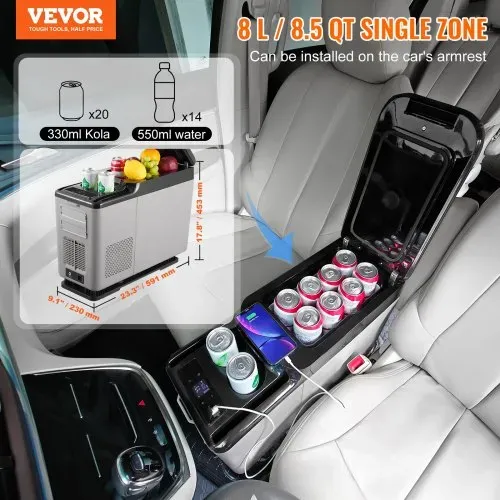 VEVOR Autokühlschrank, 12-Volt-Kühlschrank für die Armlehne des Autos, tragbarer Gefrierschrank mit einer Zone, 15 l, einstellbarer Bereich von -20 °C bis 20 °C, 12/24 V Gleichstrom und 100–240 V Wechselstrom, Kompressorkühler für den Außenbereich, Camping VEVOR Autokühlschrank, 12-Volt-Kühlschrank für die Armlehne des Autos, tragbarer Gefrierschrank mit einer Zone, 15 l, einstellbarer Bereich von -20 °C bis 20 °C, 12/24 V Gleichstrom und 100–240 V Wechselstrom, Kompressorkühler für den Außenbereich, Camping
