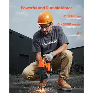 VEVOR 20 V bürstenloser Akku-Bohrhammer kabellos, Lithium-Ionen 28 mm Bohrhammer, SDS-Plus Elektro-Leichtbausatz mit Akku & Ladegerät & Tragekoffer, 4 Funktionen, 1200 U/min, 5300 BPM VEVOR 20 V bürstenloser Akku-Bohrhammer kabellos, Lithium-Ionen 28 mm Bohrhammer, SDS-Plus Elektro-Leichtbausatz mit Akku & Ladegerät & Tragekoffer, 4 Funktionen, 1200 U/min, 5300 BPM