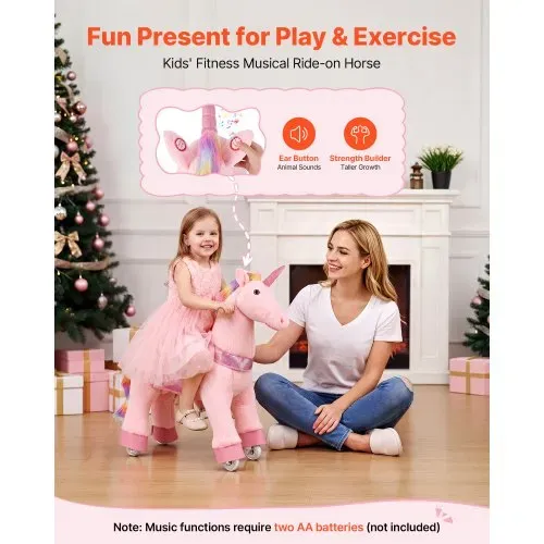 VEVOR Reitpferd auf Rollen 80cm, 50kg Belastbares Stehpferd mit Soundfunktion, Spielpferd mit Erhöhtem Sitz Griffen Pedalen, Rosa Einhorn mit Regenbogenmähne zum Reiten für Kinder Mädchen 3-8 Jahren VEVOR Reitpferd auf Rollen 80cm, 50kg Belastbares Stehpferd mit Soundfunktion, Spielpferd mit Erhöhtem Sitz Griffen Pedalen, Rosa Einhorn mit Regenbogenmähne zum Reiten für Kinder Mädchen 3-8 Jahren