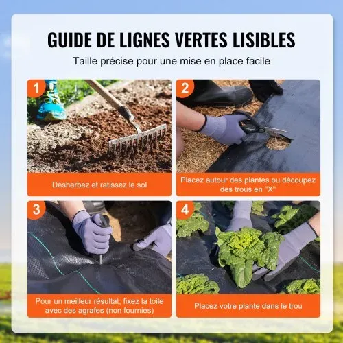 VEVOR Unkrautschutz Gartenvlies 1 x 50 m, Strapazierfähiger Gewebter PP-Unkrautbekämpfungsstoff, Korrosionsbeständiges & Reißfestes Unkrautflies Unkrautschutzvlies für Landschaftsbau, Bodendecker – Bild 4