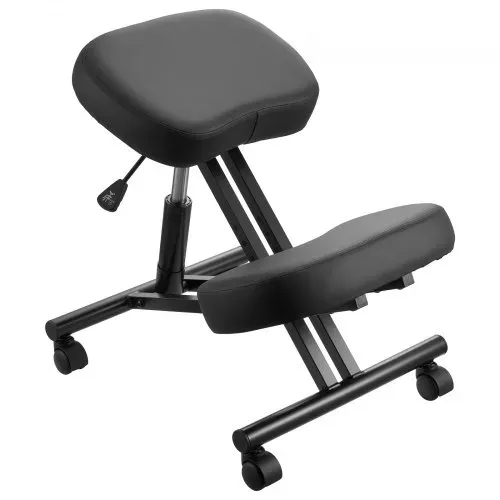 VEVOR Ergonomischer Kniehocker mit Rollen, Mobiler Höhenverstellbarer Kniestuhl in X-Form mit Dicken Schaumstoffpolstern, zur Entlastung von Nacken & Rücken, für Zuhause, Büro & Meditation, Schwarz – Bild 8