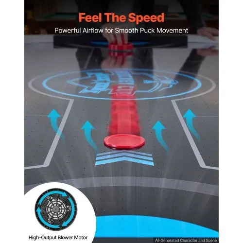 VEVOR Airhockeytisch 183 x 102 x 79 cm MDF Elektrischer Hockeytisch Schwarz Geeignet für Familien und Spieleabende, Elektronisches Punktesystem, LED-Beleuchtung, Eckenschutz und Verstellbare Standfüße – Bild 2
