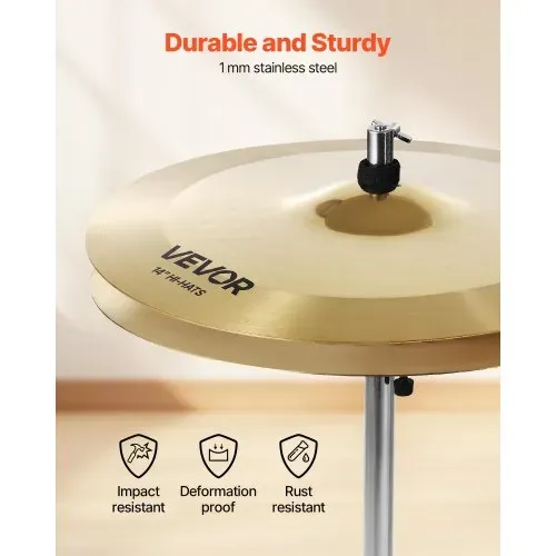 VEVOR Beckenset 4-teilig 254mm Splash 355mm HiHat 400mm Crash 505mm Ridebecken (10 14 16 20 Inches) – Bild 4