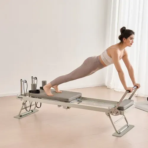 VEVOR Faltbarer Pilates Reformer Trainingsgerät im Heim-Fitnessstudio, Pilates-Bett mit doppeltem Widerstand – Feder und Kordel, für Fortgeschrittene und Anfänger, bis zu 181,44 kg – Bild 7