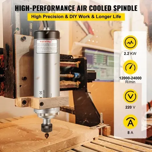 VEVOR 2,2 KW 2220 V Luftgekühlter Spindelmotor ER20 CNC Luftkühlungsspindelmotor für CNC-Gravierfräsmaschine VEVOR 2,2 KW 2220 V Luftgekühlter Spindelmotor ER20 CNC Luftkühlungsspindelmotor für CNC-Gravierfräsmaschine