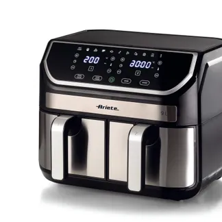 Ariete 4625/00 Doppel 9 l Eigenständig 2100 W Heißluftfritteuse Schwarz, Edelstahl Ariete 4625/00 Doppel 9 l Eigenständig 2100 W Heißluftfritteuse Schwarz, Edelstahl