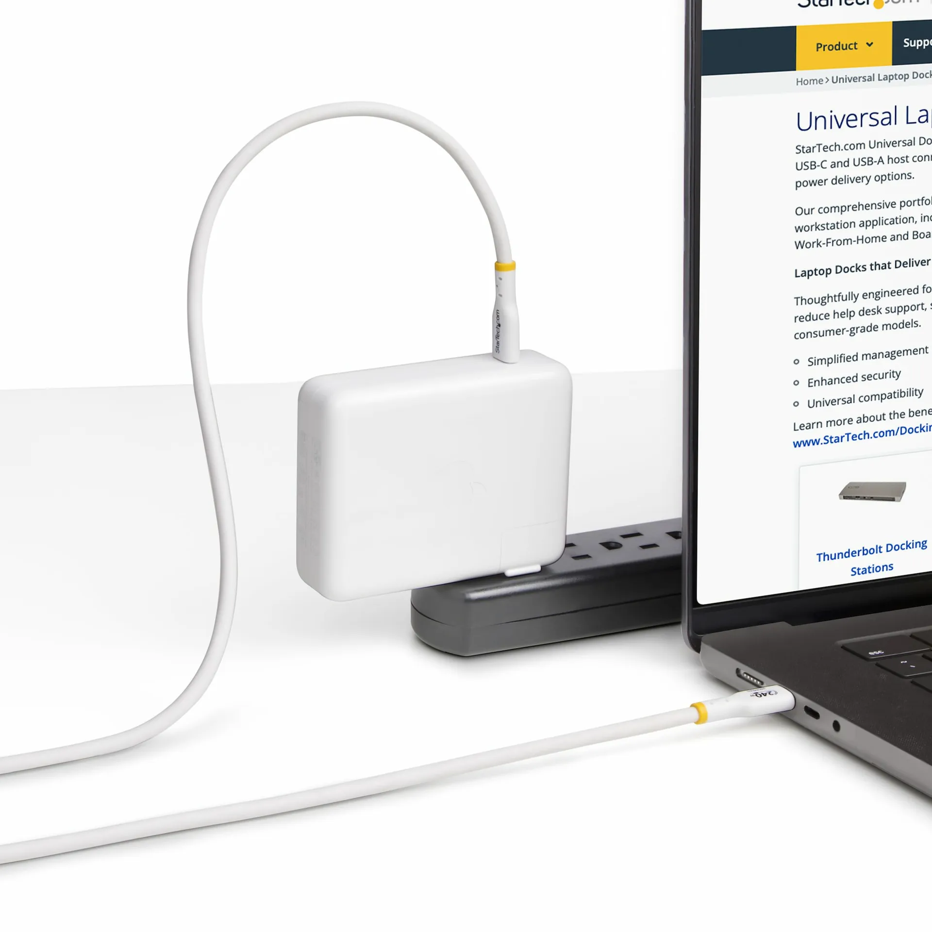 StarTech.com 1m USB-C-Ladekabel, Laden und Synchronisieren, 240W (5A) Power Delivery EPR, USB 2.0 Laptop-Ladekabel, USB-IF-zertifiziert, TPE-Mantel, Weiß - USB C Ladekabel – Bild 6