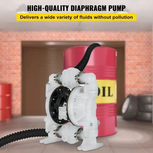 VEVOR Luftbetriebene Doppelmembranpumpe, 2,54cm / 25mm Einlass/Auslass, 136 L/min Polypropylen, max. 7 bar / 100 psi für den chemischen und industriellen Einsatz VEVOR Luftbetriebene Doppelmembranpumpe, 2,54cm / 25mm Einlass/Auslass, 136 L/min Polypropylen, max. 7 bar / 100 psi für den chemischen und industriellen Einsatz