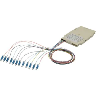 Spleißkassette mit 12 Pigtails, vormontiert, LC, OS2, Spleißbox Spleißkassette mit 12 Pigtails, vormontiert, LC, OS2, Spleißbox