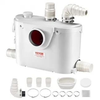 VEVOR Hebeanlage, 500 W, 110 L/min Durchfluss, 8 m Förderhöhe, Schmutzwasserpumpe mit 4 Wassereinlässen, Abwasserhebeanlage für Toilette, Keller, Dusche, Waschbecken, Waschküche, Badewanne VEVOR Hebeanlage, 500 W, 110 L/min Durchfluss, 8 m Förderhöhe, Schmutzwasserpumpe mit 4 Wassereinlässen, Abwasserhebeanlage für Toilette, Keller, Dusche, Waschbecken, Waschküche, Badewanne