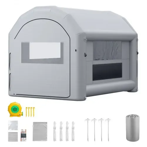 VEVOR Aufblasbare Lackierkabine 4x3x2,75 m Spritzkabine Lackierzelt Grau, mit 750-W-Gebläse & Aktivkohlefiltration PVC-Fenster Gewölbtem Dach für Fahrräder Motorräder & Möbel Tragbar – Bild 8