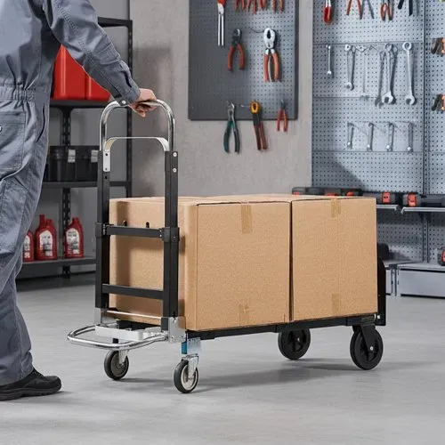 VEVOR 2-in-1-Sackkarre, zusammenklappbar, 227 kg Tragkraft im 4-Rad-Modus, umwandelbarer Transportwagen mit verstellbarem Griff, Handkarre, Transportkarre für Umzüge, Büro, Lager – Bild 7