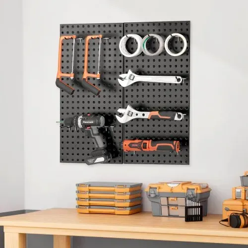 VEVOR Werkzeugwand, 61 x 30 cm, 2er-Set, Stahl-Stecktafel-Wand-Organizer, Werkzeuglochwand für Wohnzimmer, Garage, Werkzeugaufbewahrung, Werkbank, Büroorganisation, Bastelraum, Küche, Zuhause, schwarz – Bild 7