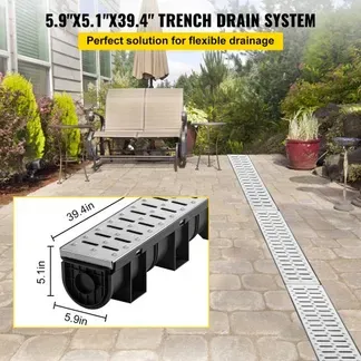 VEVOR Entwässerungsrinne-Set, 3er-Pack, Terrassenrinne, Edelstahl-Grabenentwässerungssystem 15 x 13 x 100 cm, mit 3 Endkappen, Steckverbindung, für Gartenablauf, Auffahrt, Pool, Gehweg VEVOR Entwässerungsrinne-Set, 3er-Pack, Terrassenrinne, Edelstahl-Grabenentwässerungssystem 15 x 13 x 100 cm, mit 3 Endkappen, Steckverbindung, für Gartenablauf, Auffahrt, Pool, Gehweg