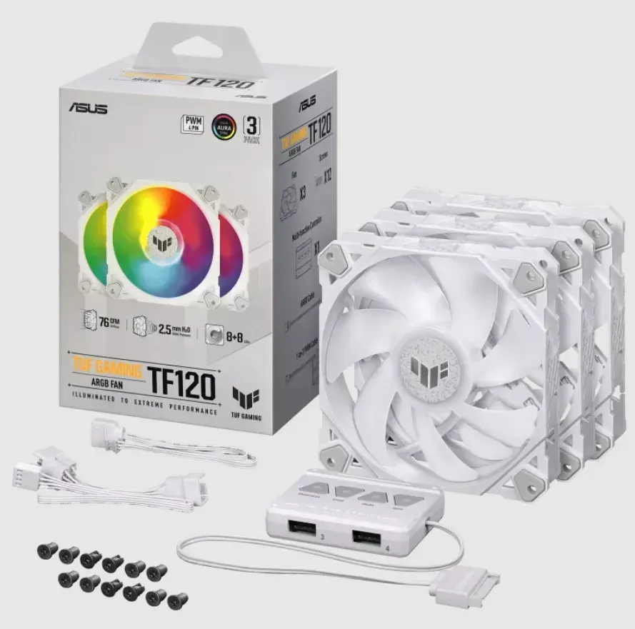 ASUS TUF GAMING TF120 ARGB WHITE EDITION 3IN1 Computergehäuse Luftkühlung 12 cm Weiß 3 Stück(e) – Bild 3