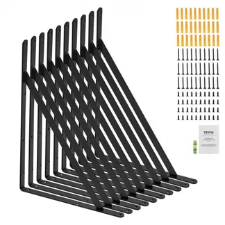 VEVOR Regalhalterung, 308 x 209 x 25 mm, 10 Stück, schwebende Regalträger, Halterungen für Regale, 3 mm dicke, mattschwarze dreieckige Regalhalterung, Regalhalter aus Stahl mit 72,6 kg Tragkraft VEVOR Regalhalterung, 308 x 209 x 25 mm, 10 Stück, schwebende Regalträger, Halterungen für Regale, 3 mm dicke, mattschwarze dreieckige Regalhalterung, Regalhalter aus Stahl mit 72,6 kg Tragkraft
