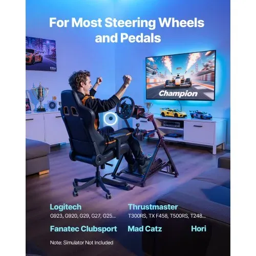 VEVOR Lendradständer, verstellbarer & faltbarer Simulatorständer für Logitech G923 G920 G29 G27, Thrustmaster T300RS TX F458 T500RS T3PA-PRO (F1/GT) Gaming-Cockpit, Pedalsimulator nicht enthalten VEVOR Lendradständer, verstellbarer & faltbarer Simulatorständer für Logitech G923 G920 G29 G27, Thrustmaster T300RS TX F458 T500RS T3PA-PRO (F1/GT) Gaming-Cockpit, Pedalsimulator nicht enthalten