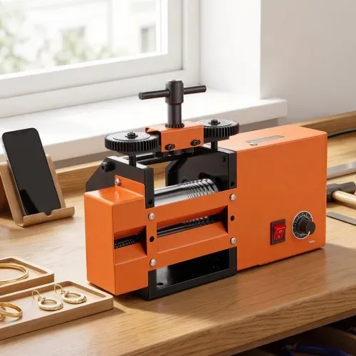 VEVOR Schmuckwalzwerk Elektrisch 60 mm 3-in-1 Walzwerk Flach Vierkant Rund, Werkzeug für DIY-Schmuckhersteller, Einstellbare Dicke 0,03–7 mm, zum Pressen von Duktilen Metallen wie Gold Silber Kupfer – Bild 7