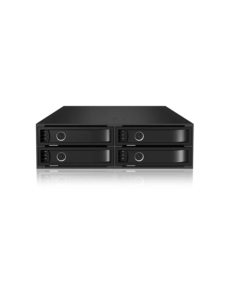ICY BOX IB-2242SSK, Back Plane, 4x 2,5" (6-15 mm high) SAS & SATA in 1x 5,25" bay, dual Channel, Schloss, 2x 4cm fan, schwarz – Bild 2