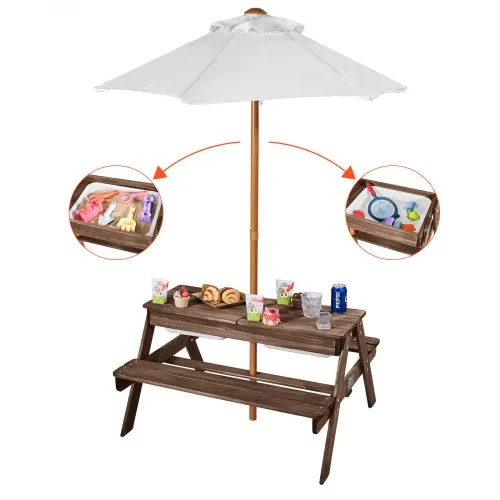 VEVOR Picknicktisch mit abnehmbarem Sonnenschirm & 2 Bänken, Sitzgruppe Strandtisch Outdoor Gartenmöbel aus Holz Terrassen-Essmöbel für 4 Personen für Garten, Hinterhof und Veranda (Walnuss) VEVOR Picknicktisch mit abnehmbarem Sonnenschirm & 2 Bänken, Sitzgruppe Strandtisch Outdoor Gartenmöbel aus Holz Terrassen-Essmöbel für 4 Personen für Garten, Hinterhof und Veranda (Walnuss)